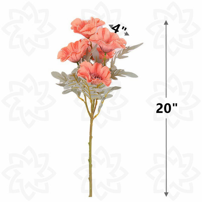 Bulk 20" Faux Poppy Bush Artificial Flowers Wholesale