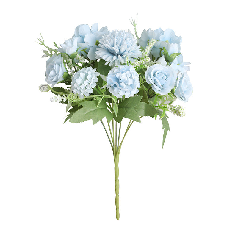 Bouquet de fleurs artificielles en vrac de 12 pouces, buisson de pivoines, buisson de chrysanthèmes, bouquet floral mixte, vente en gros de fleurs en soie