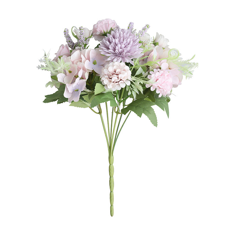 Bouquet de fleurs artificielles en vrac de 12 pouces, buisson de pivoines, buisson de chrysanthèmes, bouquet floral mixte, vente en gros de fleurs en soie