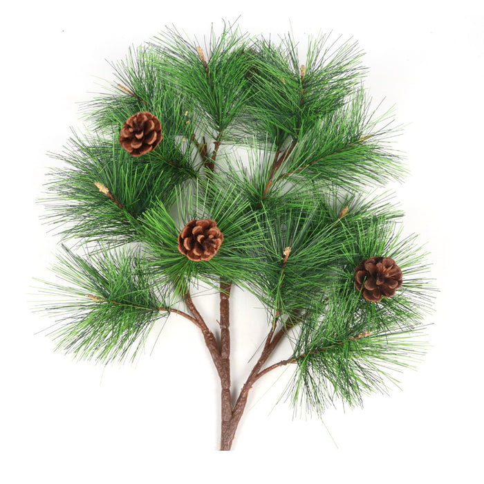 Rama de tallo de pino navideño de 23 "a granel con conos de pino al por mayor