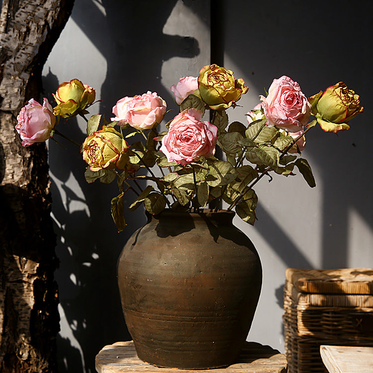 Venta al por mayor de flores de seda de otoño de tallo de rosas de arena movediza de 26 "a granel 