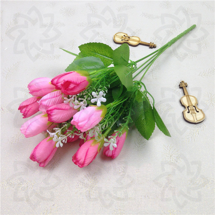 Bulk 13.4" Artificial Tulip Flowers Bush Arrangement Bouquet Wholesale