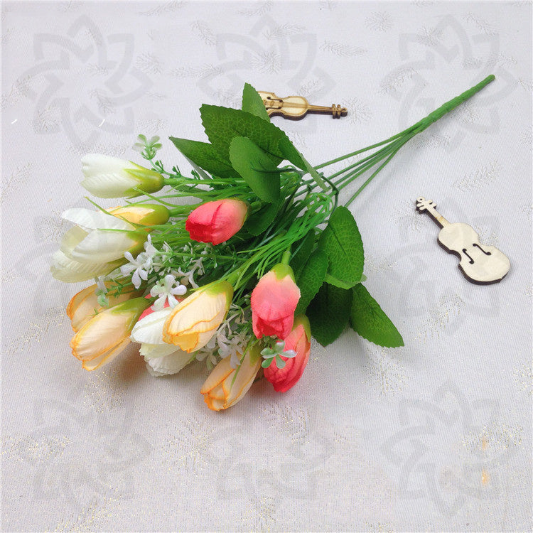 Bulk 13.4" Artificial Tulip Flowers Bush Arrangement Bouquet Wholesale