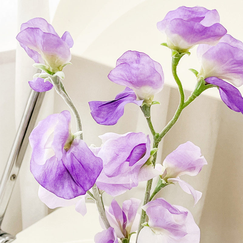 2 branches de fleurs de pois de senteur en soie artificielle 