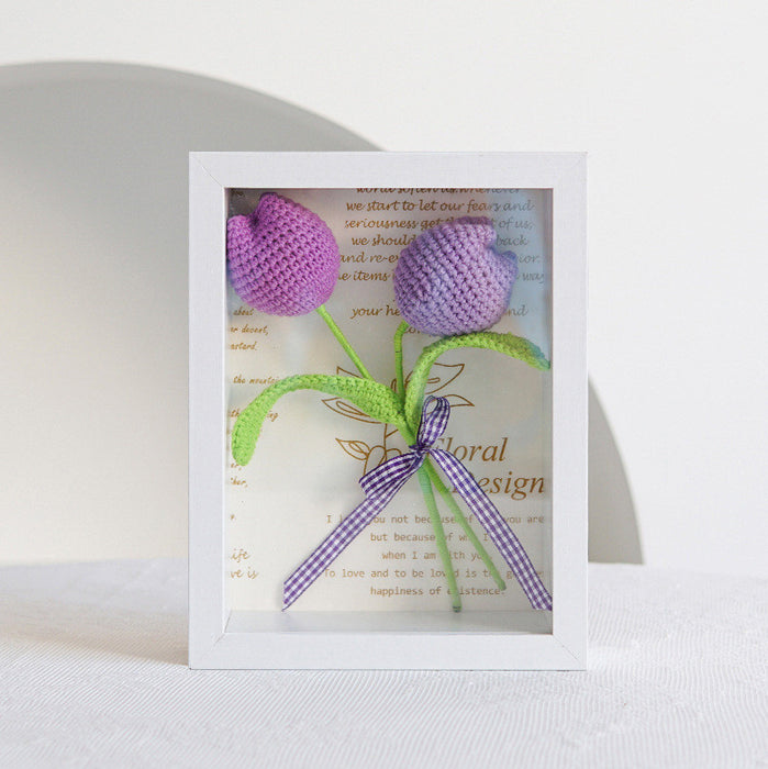 Bulk 17 Styles Handmade Gifts Knitting Flower Photo Frame Crochet Wedding Bouquet Wholesale