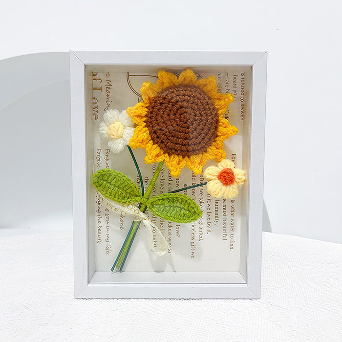 Bulk 17 Styles Handmade Gifts Knitting Flower Photo Frame Crochet Wedding Bouquet Wholesale