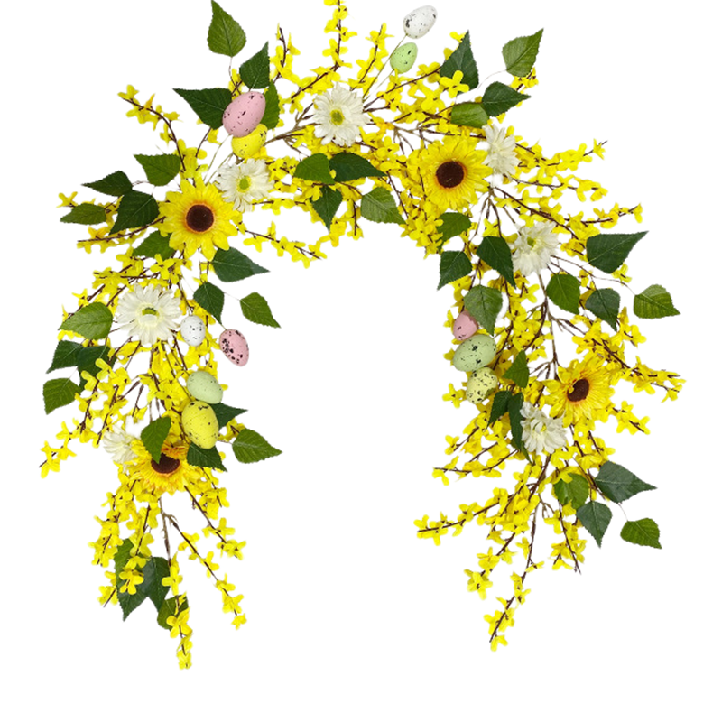 Bulk 59" Spring Garland Easter Egg Forsythia with Sunflower Vine Wholesale
