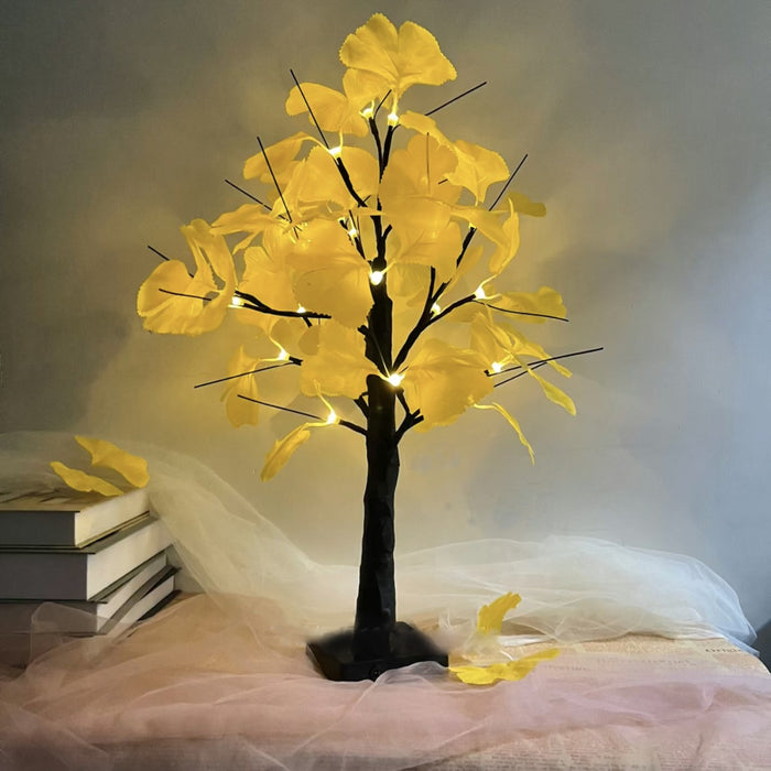 Bulk Artificial Fall Plants Ginkgo Flower Lamp LED Night Light Tabletop Glowing Tree Holiday Gifts Wholesale