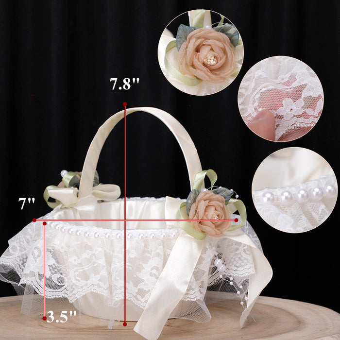 Bulk Artificial Flower Girl Basket with Pearl Wholesale