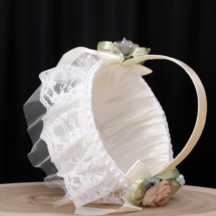 Bulk Artificial Flower Girl Basket with Pearl Wholesale