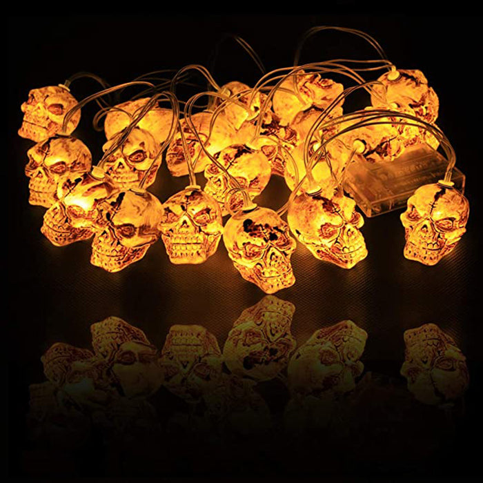 Cadena de luces LED de calavera de Halloween de 59 pulgadas para decoración