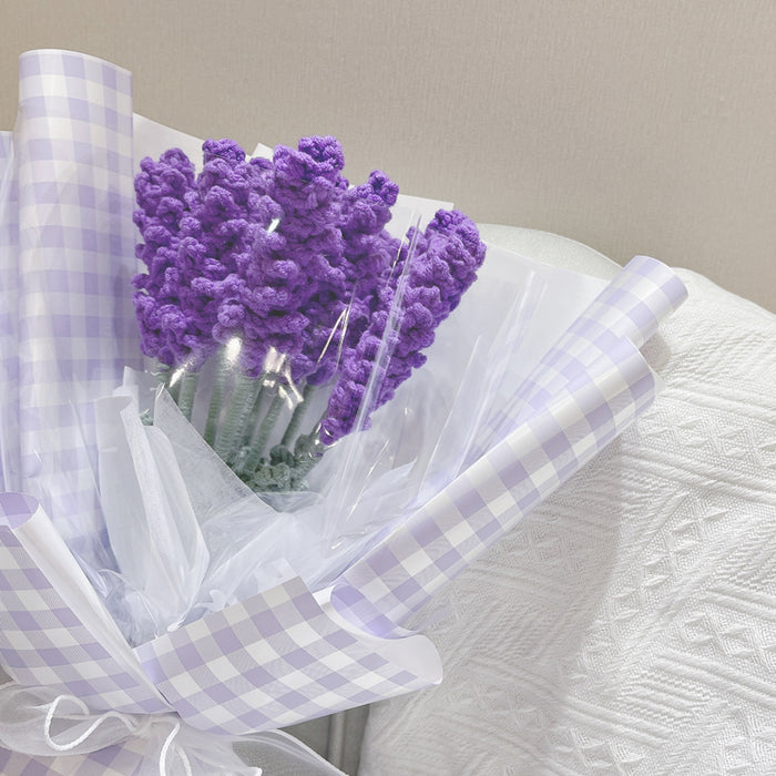 Flores de lana tejidas artificiales hechas a mano regalos de ramo de flores de lavanda 