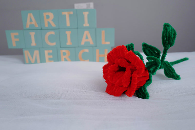 Tiges de roses artificielles en peluche pliables faites à la main en vrac 