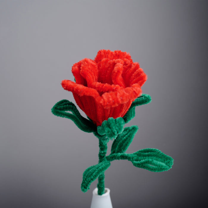 Venta al por mayor de tallos flexibles de felpa rosa de flores artificiales de regalo hecho a mano a granel 
