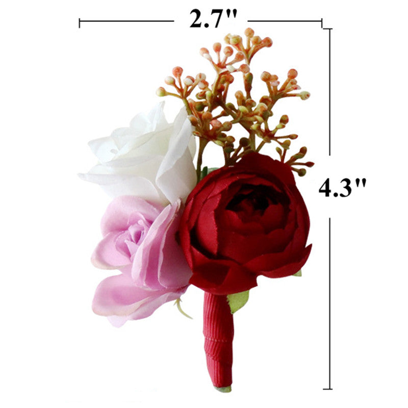 Boutonnières de pivoines bordeaux en gros