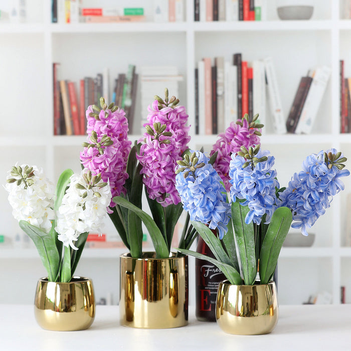 Venta al por mayor de flores artificiales de tacto real de tallos de jacinto de 16 "a granel 