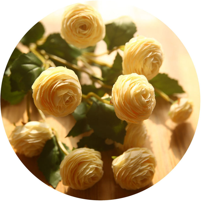 Flores artificiales de seda con tallo de ranúnculo de 16 "a granel al por mayor
