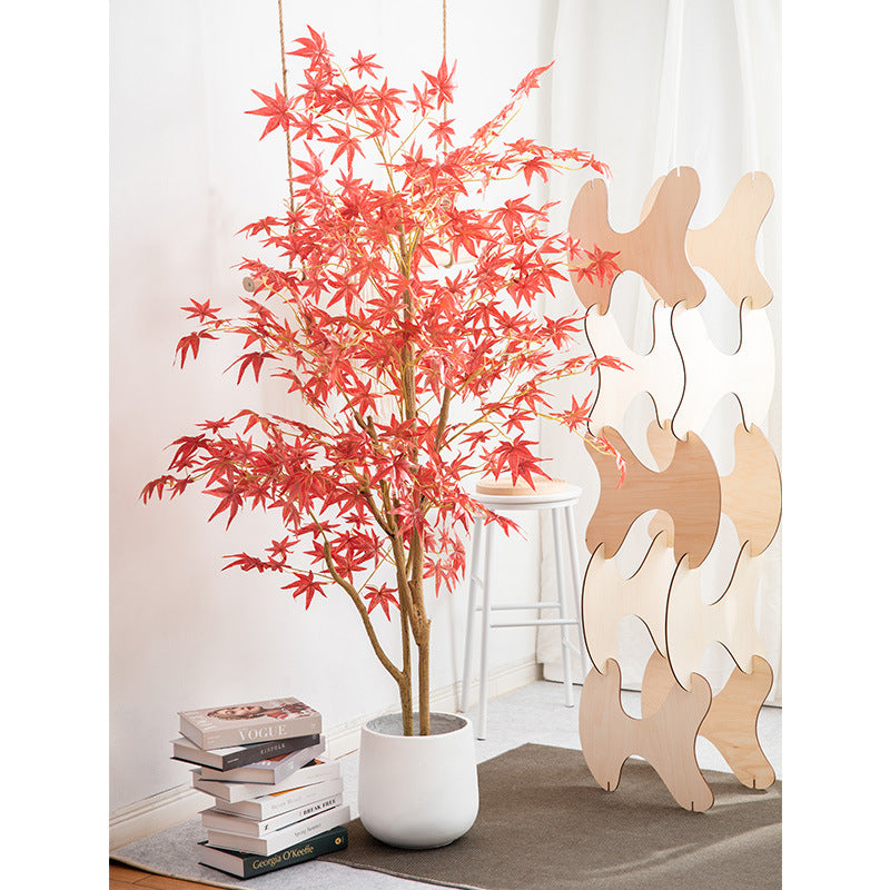Bulk Artificial Japanese Maple Silk Tree Lifelike Tree Fall Plant with Basket Decoration Wholesale