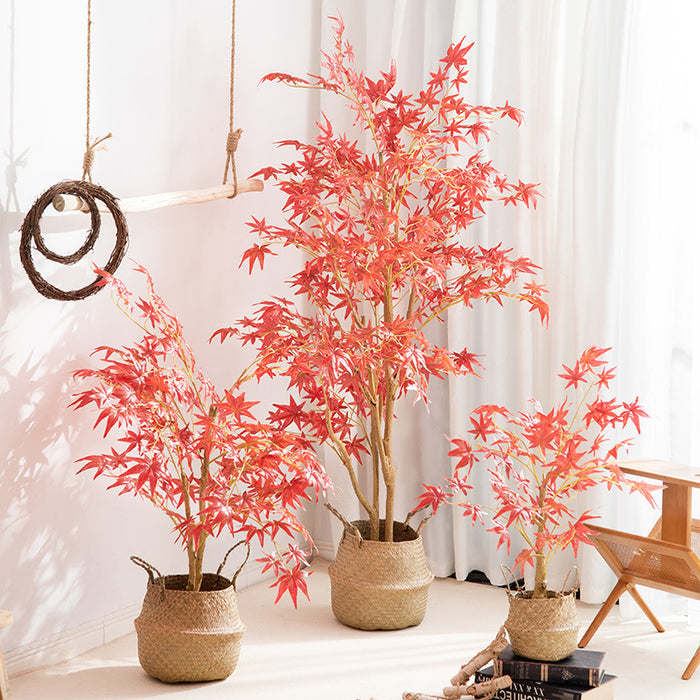Bonsái de árbol de seda de arce japonés Artificial a granel, árbol realista con decoración de cesta, venta al por mayor