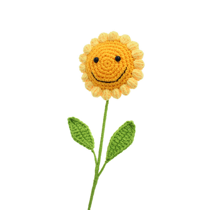 Bulk Knitting Crochet Artificial Smile Sunflower Stem Handmade Gifts Wholesale