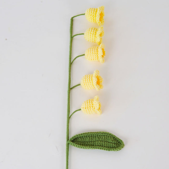 Flores artificiales de ganchillo tejidas a granel, lirio de los valles, regalos hechos a mano al por mayor 