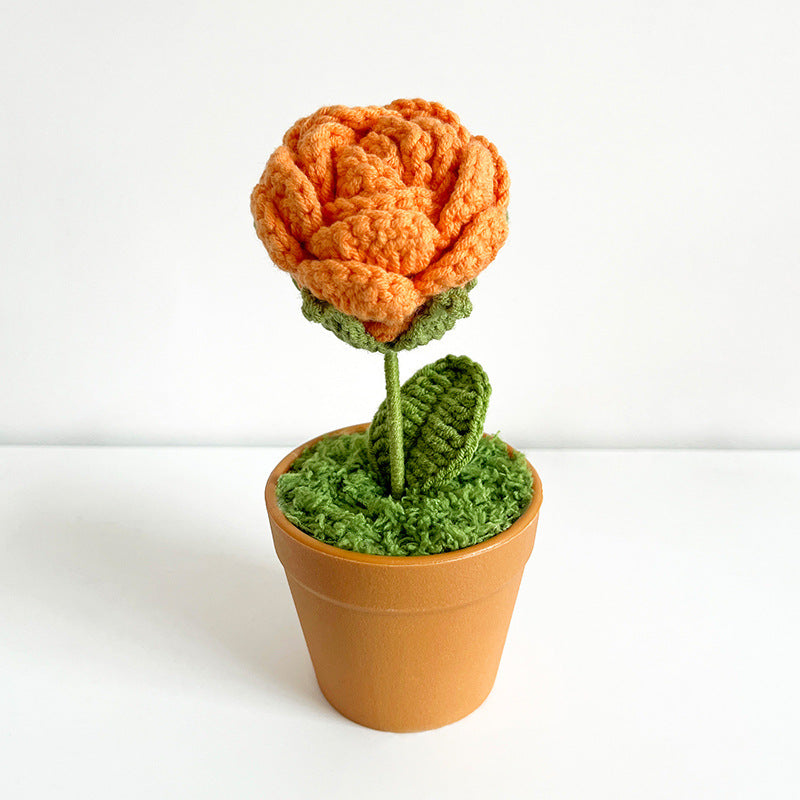 Bulk Knitting Crochet Artificial Flower Bonsai Gifts Handmade Wholesale