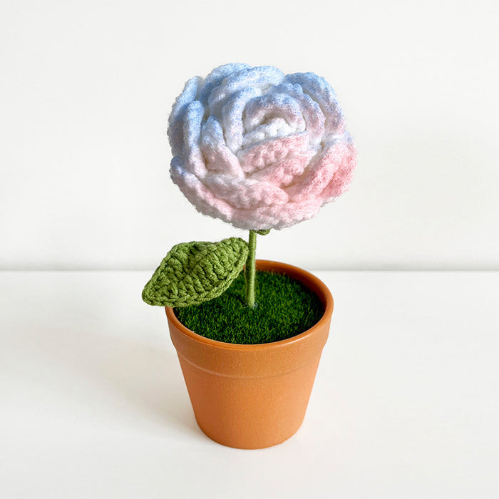 Bulk Knitting Crochet Artificial Flower Bonsai Gifts Handmade Wholesale