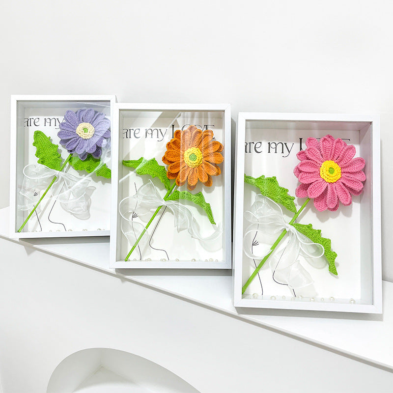 Bulk 12" Knitting Crochet Flower Cosmos Photo Frame Handmade Gifts Wholesale