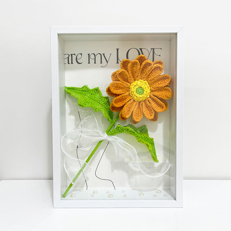 Bulk 12" Knitting Crochet Flower Cosmos Photo Frame Handmade Gifts Wholesale
