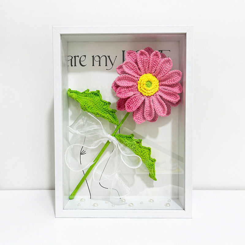 Bulk 12" Knitting Crochet Flower Cosmos Photo Frame Handmade Gifts Wholesale