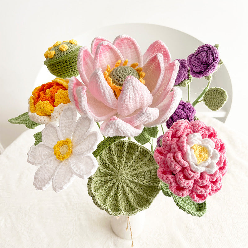 Bulk Knitting Crochet Artificial Flower Handmade Gifts Wholesale