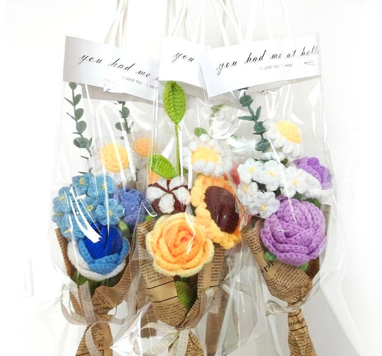 Bulk Knitting Flower Pocket Boutonniere Handmade Crochet Wedding Bouquet Wholesale