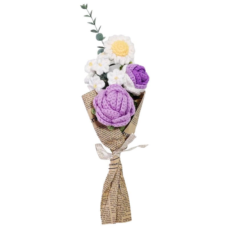Boutonnière de poche en tricot en vrac pour bouquet de mariage au crochet fait à la main en gros 