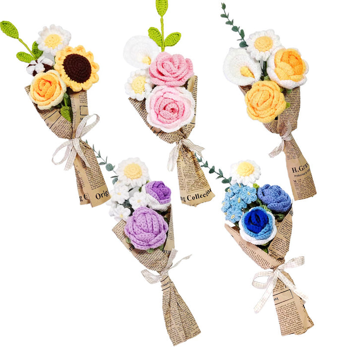 Bulk Knitting Flower Pocket Boutonniere Handmade Crochet Wedding Bouquet Wholesale