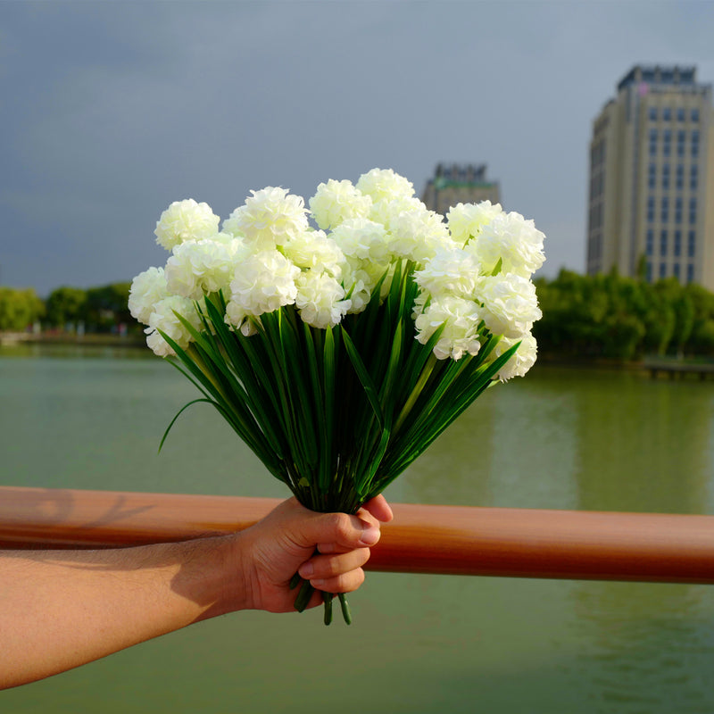 Bulk Exclusive 8 Bundles Hydrangea Bush Flowers UV Resistant for Outdoors Modern Farmhouse Decor Wholesale