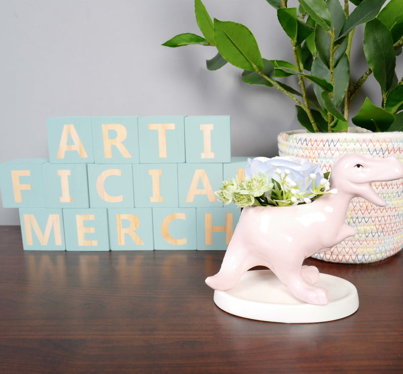 Venta al por mayor de decoración de arreglos de dinosaurios de flores artificiales exclusivas y limitadas a granel