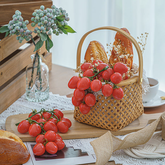 Venta al por mayor de decoración de tomates cherry artificiales realistas a granel 