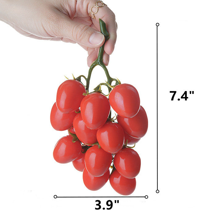 Venta al por mayor de decoración de tomates cherry artificiales realistas a granel 