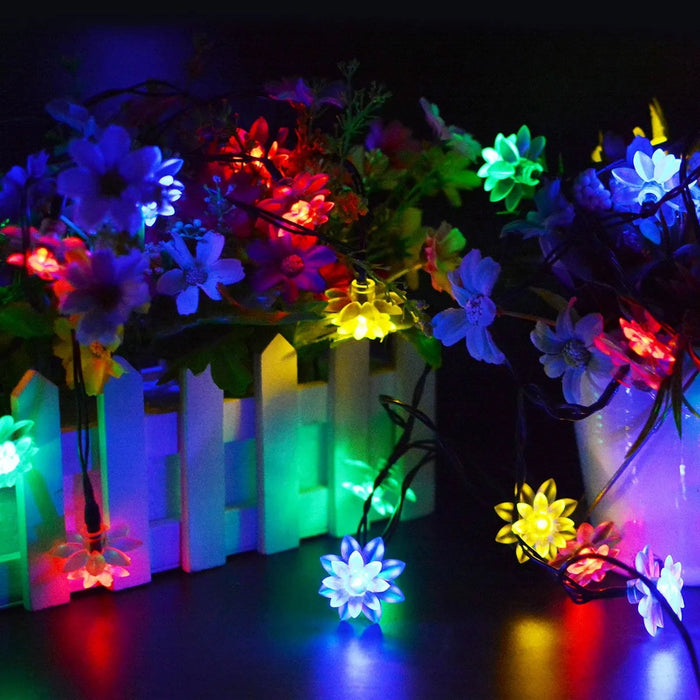 Cadena de flores de loto a granel, luces LED de energía Solar de lirio de agua, decoración de vacaciones al aire libre, venta al por mayor 