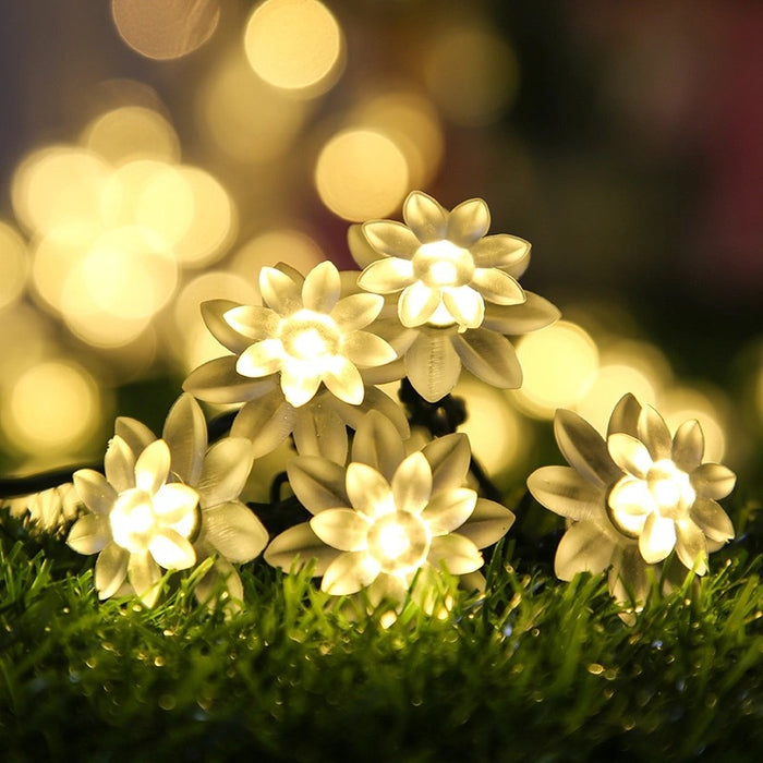 Bulk Lotus Flower String Light Water Lily Solar Energy LED Lights Outdoor Holiday Decoration Wholesale