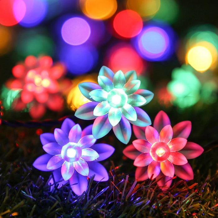 Cadena de flores de loto a granel, luces LED de energía Solar de lirio de agua, decoración de vacaciones al aire libre, venta al por mayor 