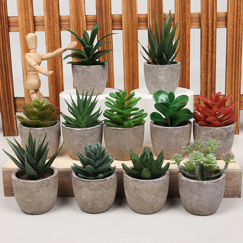 Bulk Mini Artificial Succulents Potted Greenery in Vase Decoration Wholesale