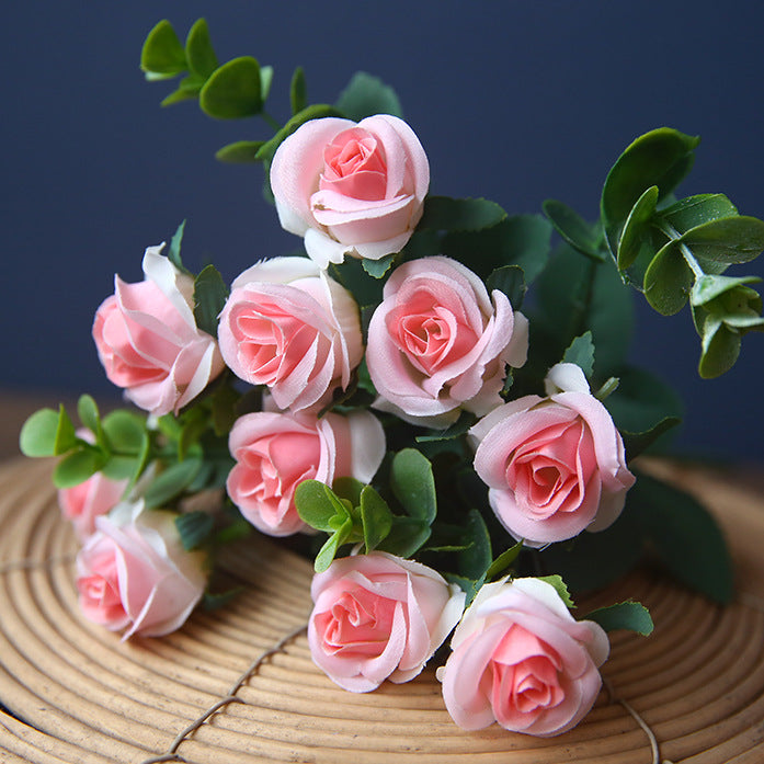 2025 Upgraded Miniature Roses Bouquet Bush Artificial Silk Flowers Wholesale