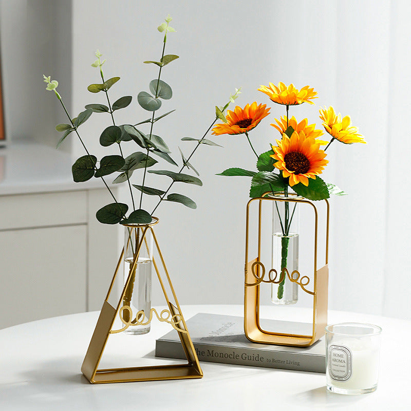 Gold Vases with Glass Tube