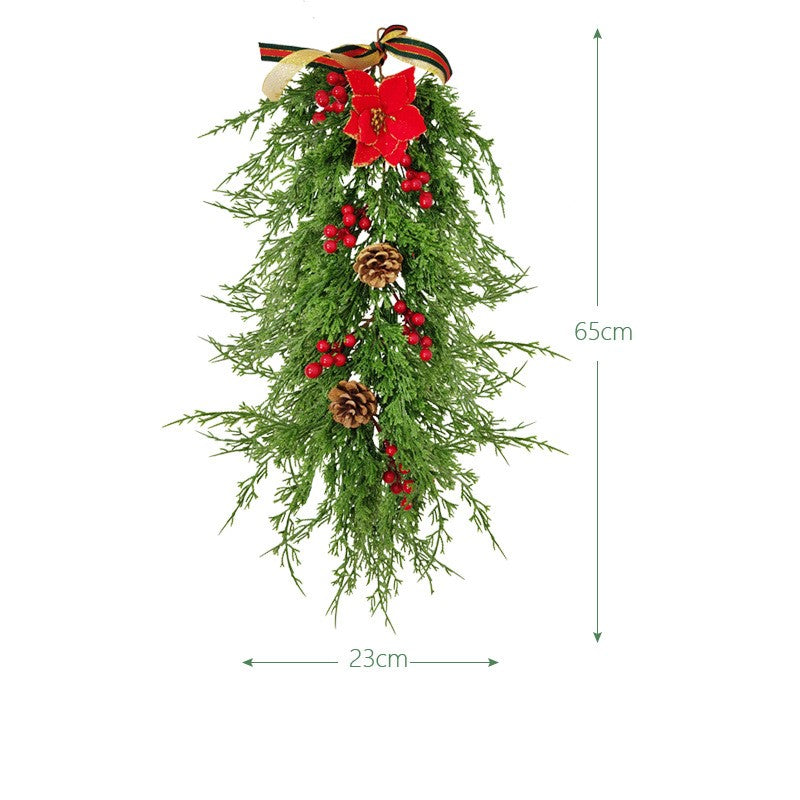 Bulk 25" Faux Cedar Hanging Vine with Red Berries and Pine Cones Wholesale