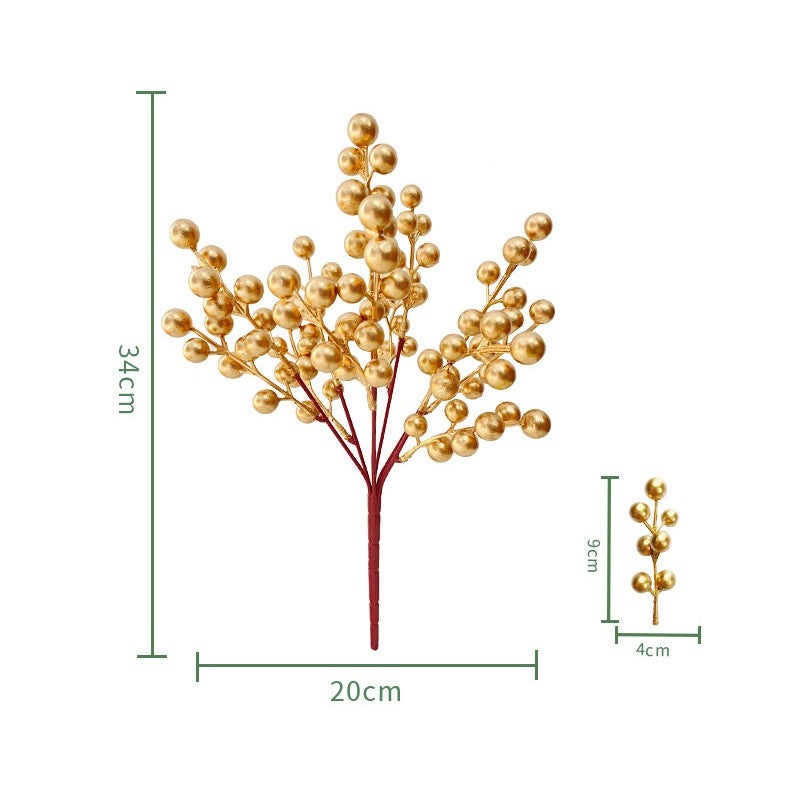 Bulk Artificial Christmas Golden Berry Twig New Year Bush 13 Inch Wholesale