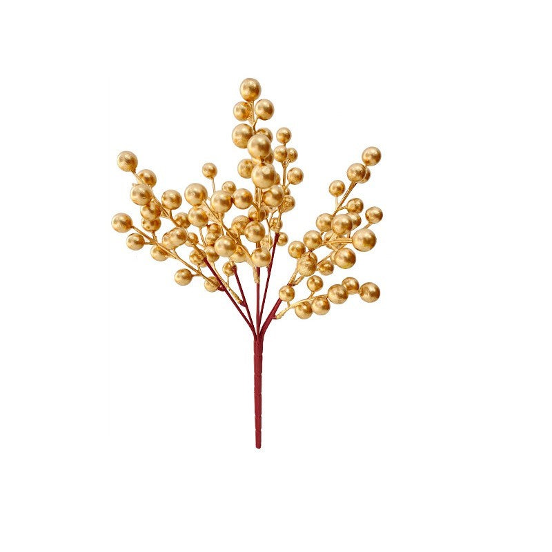 Bulk Artificial Christmas Golden Berry Twig New Year Bush 13 Inch Wholesale