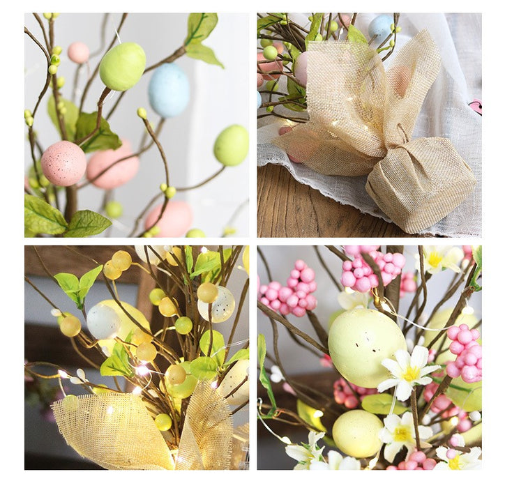 Bulk 17" Easter Decoration Eggs and Berries Tree with Lights Wholesale