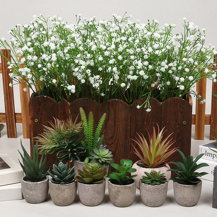 Flores artificiales a granel de 12 ", arbusto de aliento para bebés, plantas resistentes a los rayos UV para exteriores, venta al por mayor 