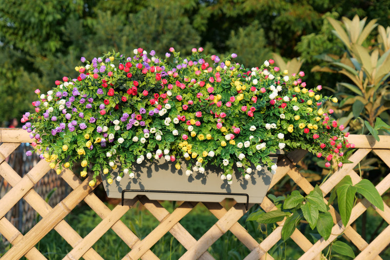Bulk Artificial Rose Buds Flowers Outdoors Fake Shrubs Greenery Plants Indoor UV Resistant for Outdoor Home Garden Porch Decoration Wholesale